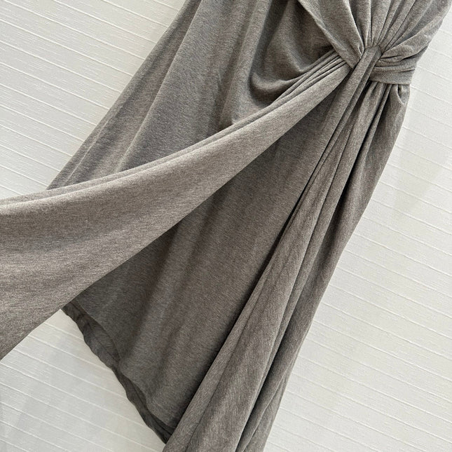 Loewe 25 Knotted Short-sleeved Dress Gray Viscose