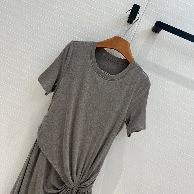 Loewe 25 Knotted Short-sleeved Dress Gray Viscose