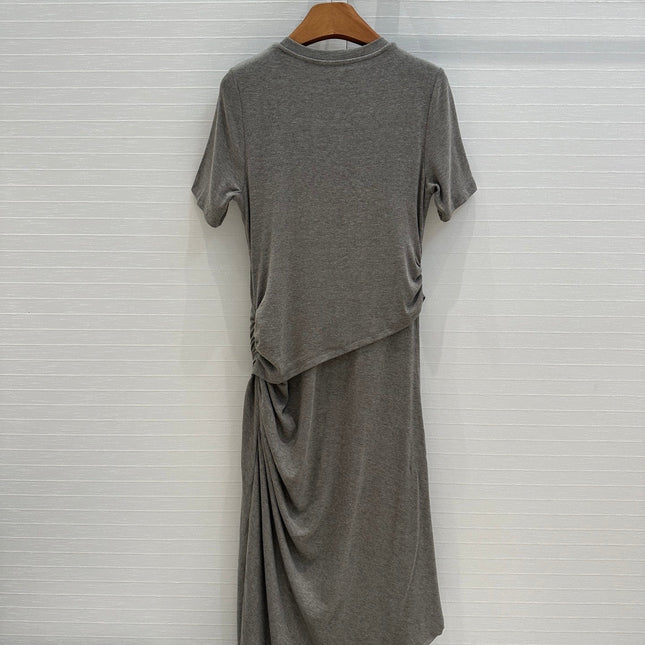 Loewe 25 Knotted Short-sleeved Dress Gray Viscose