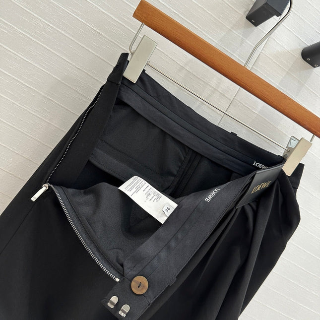 Loewe 25 Draped Skirt Black Polyester Fiber