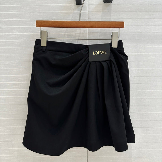 Loewe 25 Draped Skirt Black Polyester Fiber