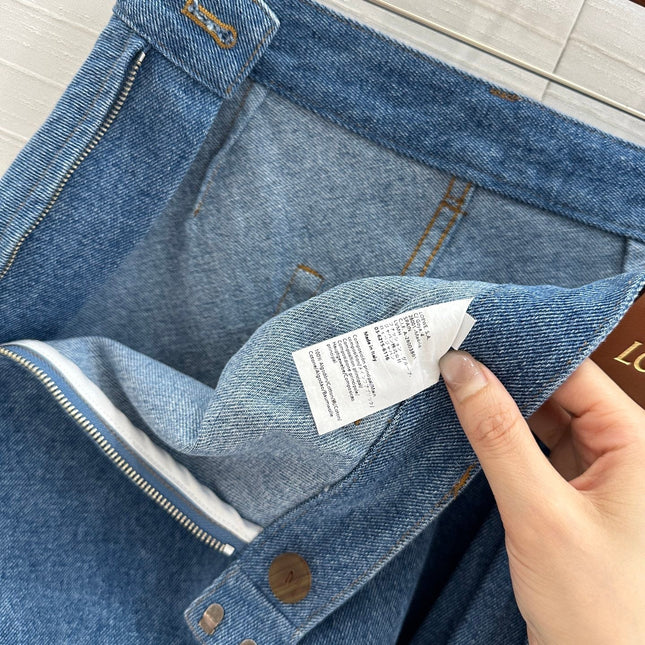 Loewe 25 Draped Denim Skirt Blue Cotton