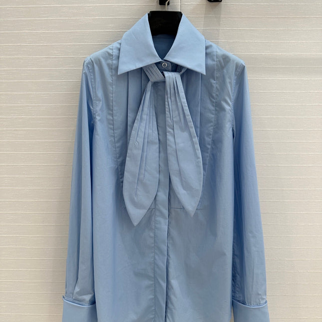 Loewe 25 Pleated Flower Knot Shirt Blue Cotton