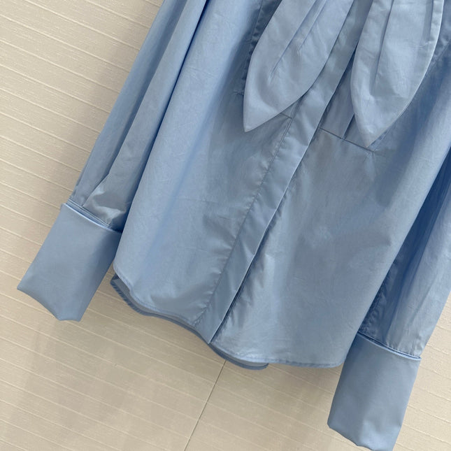 Loewe 25 Pleated Flower Knot Shirt Blue Cotton