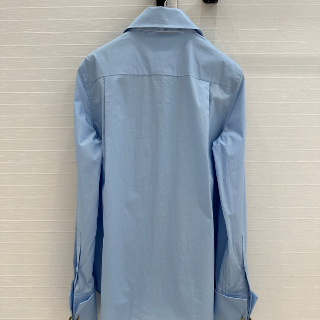 Loewe 25 Pleated Flower Knot Shirt Blue Cotton