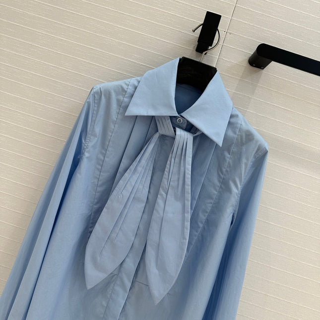 Loewe 25 Pleated Flower Knot Shirt Blue Cotton
