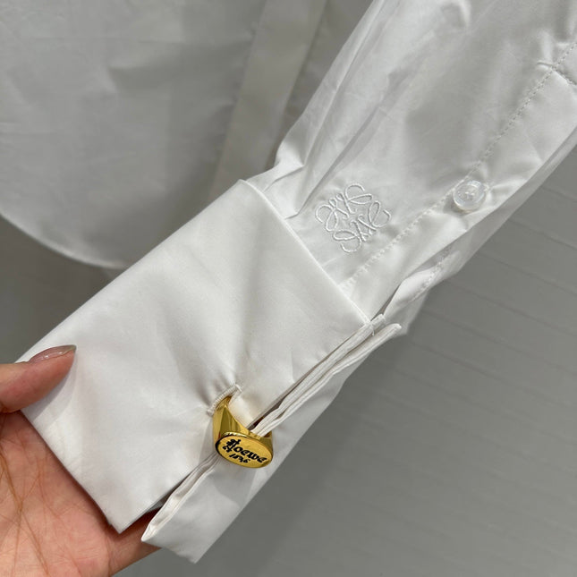 Loewe 25 Pleated Flower Knot Shirt White Cotton