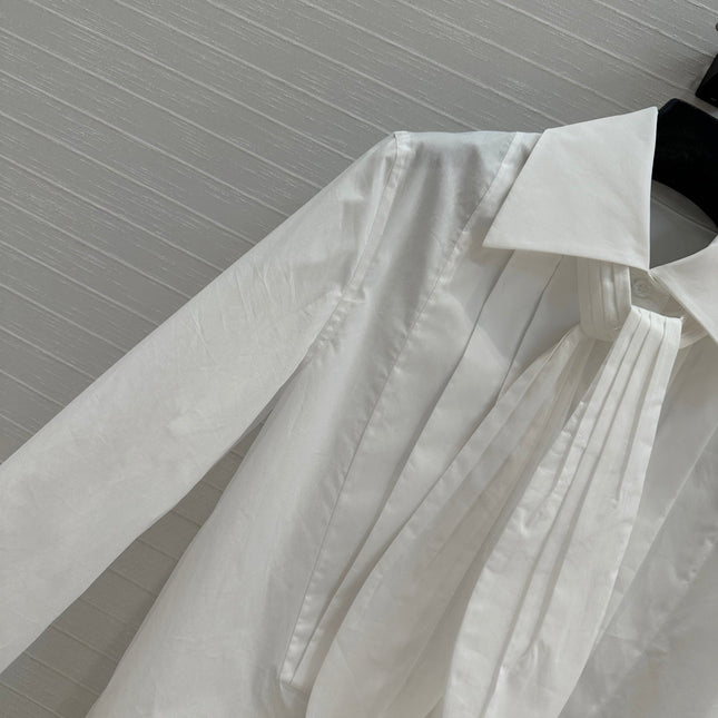 Loewe 25 Pleated Flower Knot Shirt White Cotton