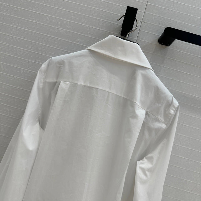 Loewe 25 Pleated Flower Knot Shirt White Cotton