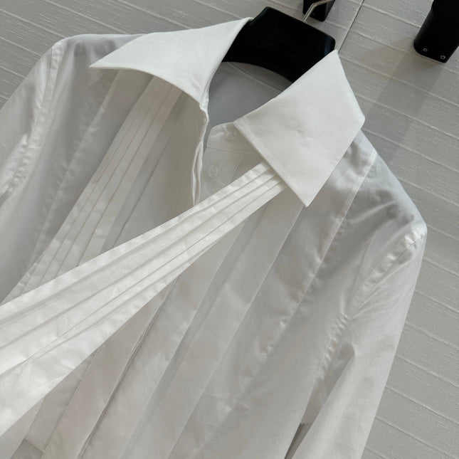 Loewe 25 Pleated Flower Knot Shirt White Cotton