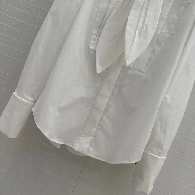 Loewe 25 Pleated Flower Knot Shirt White Cotton