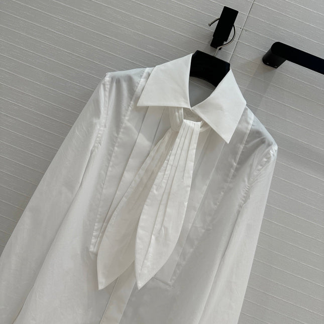 Loewe 25 Pleated Flower Knot Shirt White Cotton