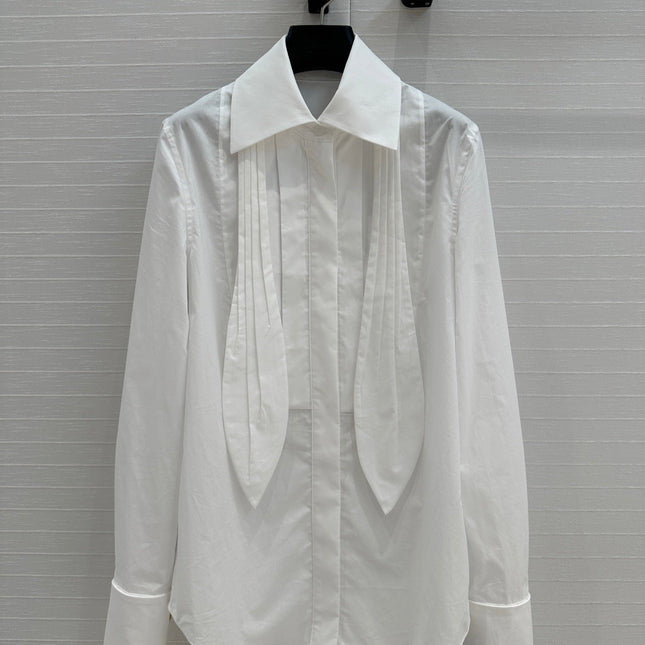 Loewe 25 Pleated Flower Knot Shirt White Cotton