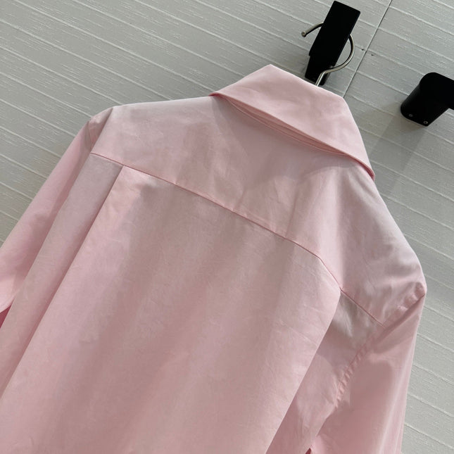 Loewe 25 Pleated Flower Knot Shirt Pink Cotton