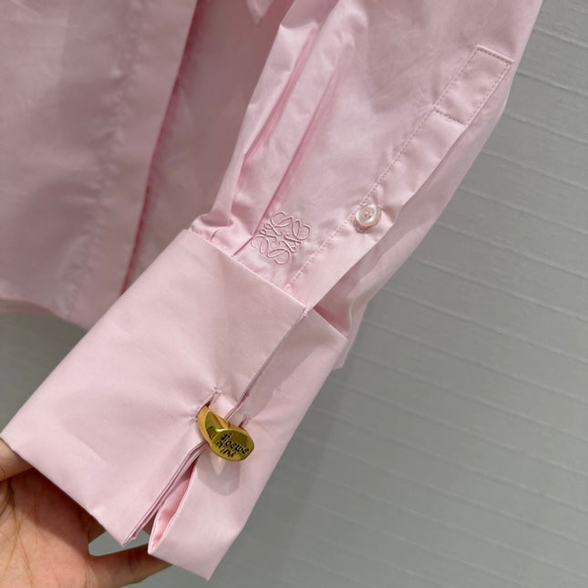 Loewe 25 Pleated Flower Knot Shirt Pink Cotton