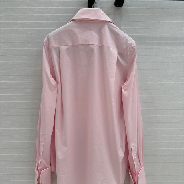 Loewe 25 Pleated Flower Knot Shirt Pink Cotton