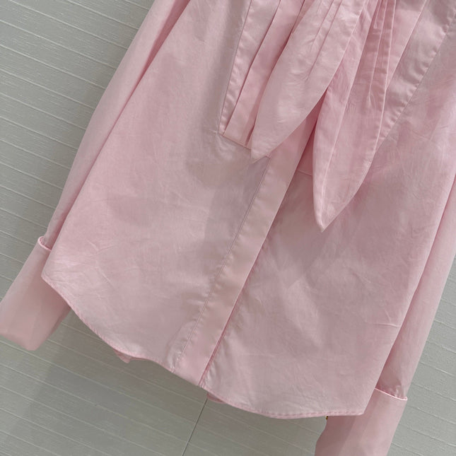 Loewe 25 Pleated Flower Knot Shirt Pink Cotton