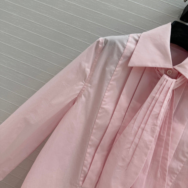 Loewe 25 Pleated Flower Knot Shirt Pink Cotton