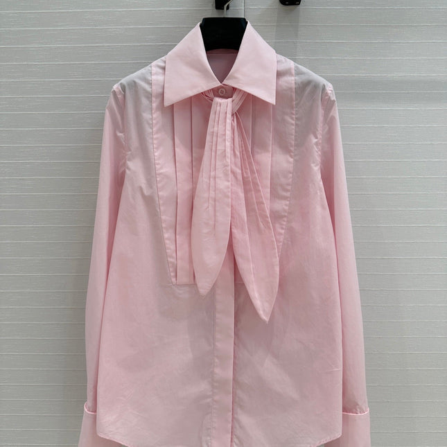Loewe 25 Pleated Flower Knot Shirt Pink Cotton