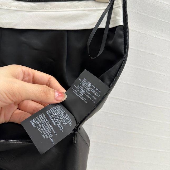 Loewe Draped Leather Skirt Black Lambskin