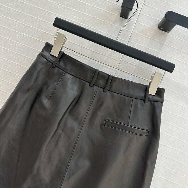 Loewe Draped Leather Skirt Black Lambskin