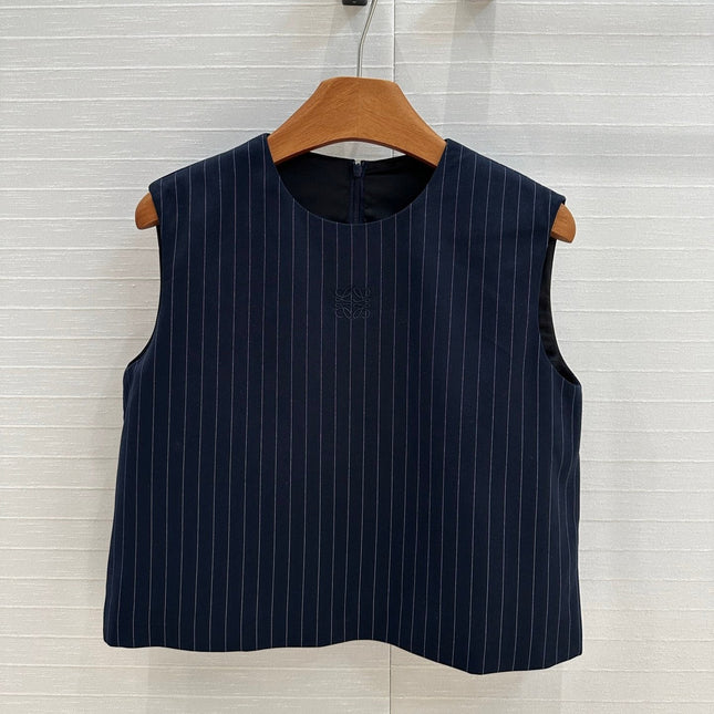 Loewe 25 Striped Vest Shirt Blue Viscose