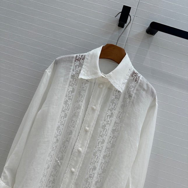 ZIMMERMANN LINEN SHIRT WITH LACE TRIM 276102