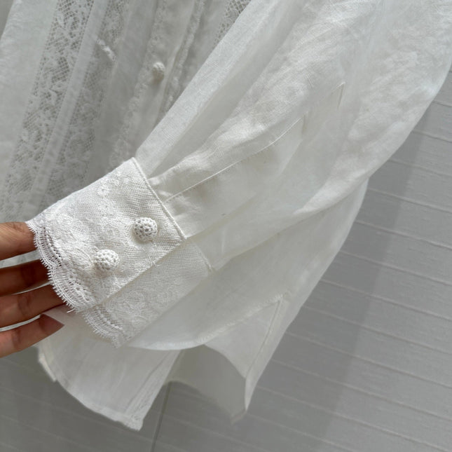 ZIMMERMANN LINEN SHIRT WITH LACE TRIM 276102