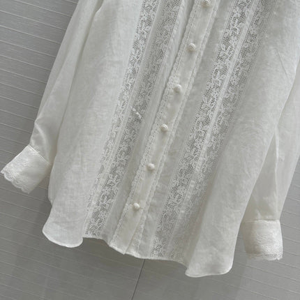 ZIMMERMANN LINEN SHIRT WITH LACE TRIM 276102