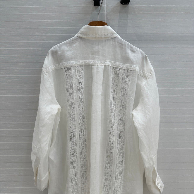 ZIMMERMANN LINEN SHIRT WITH LACE TRIM 276102
