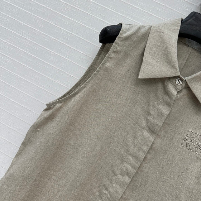 Loewe Sleeveless Long Skirt Grey Linen