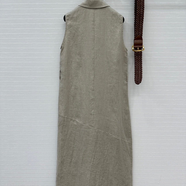 Loewe Sleeveless Long Skirt Grey Linen