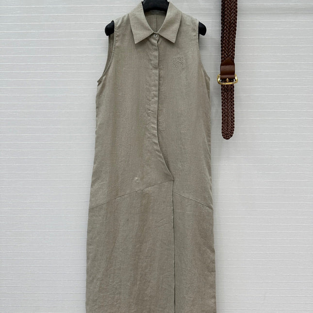 Loewe Sleeveless Long Skirt Grey Linen
