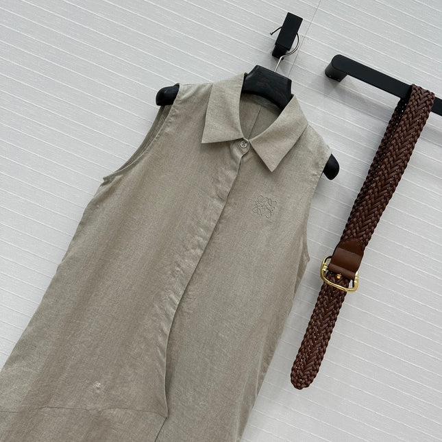 Loewe Sleeveless Long Skirt Grey Linen