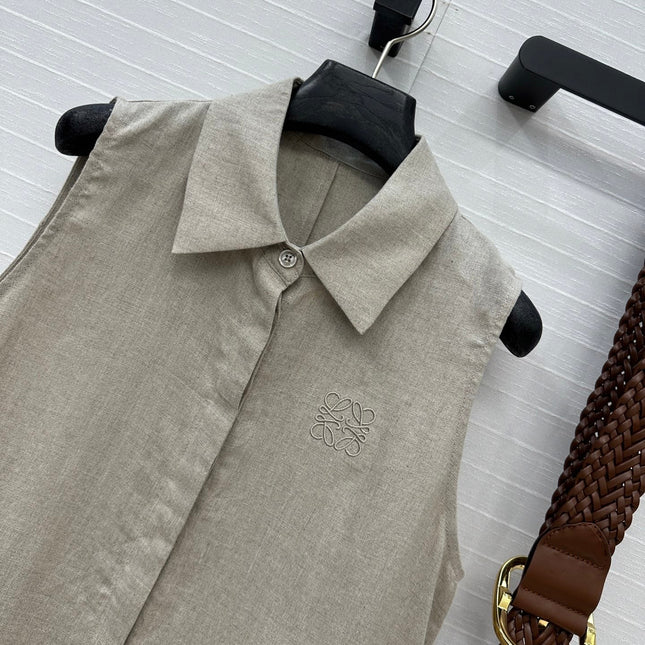 Loewe Sleeveless Long Skirt Grey Linen