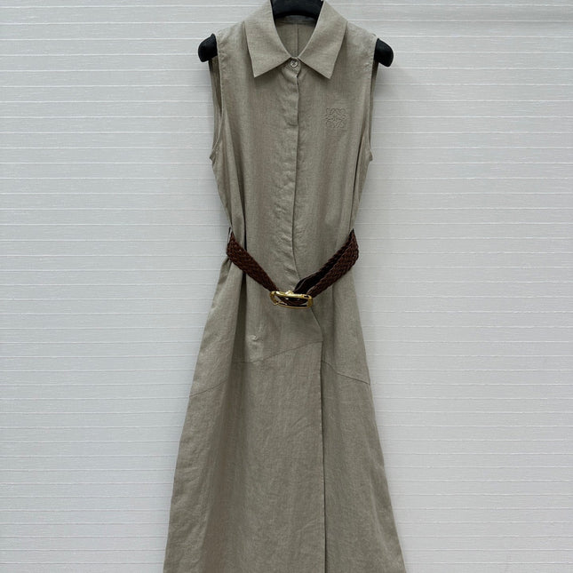 Loewe Sleeveless Long Skirt Grey Linen