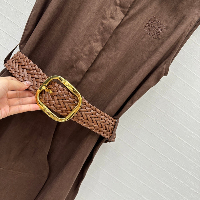 Loewe Sleeveless Long Skirt Brown Linen