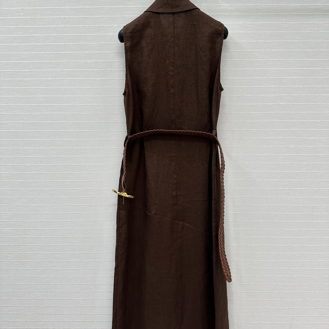 Loewe Sleeveless Long Skirt Brown Linen