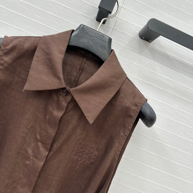 Loewe Sleeveless Long Skirt Brown Linen