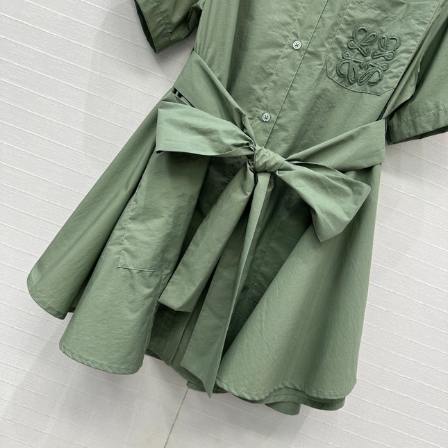 Loewe Short-sleeved Dress Green Cotton