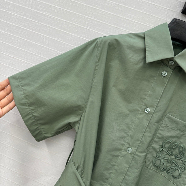 Loewe Short-sleeved Dress Green Cotton
