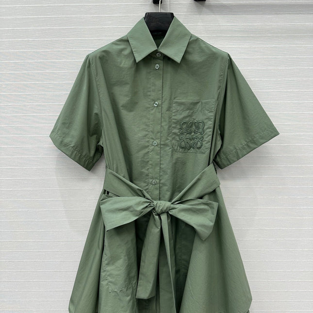 Loewe Short-sleeved Dress Green Cotton