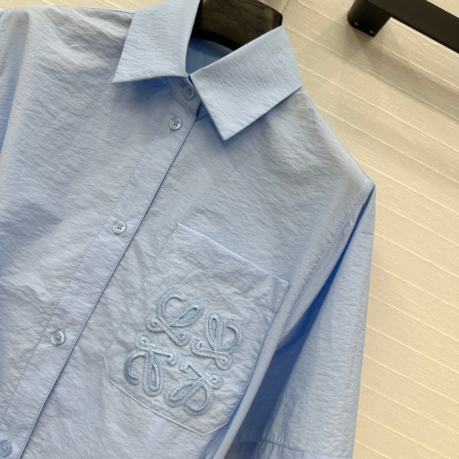 Loewe Short-sleeved Dress Blue Cotton