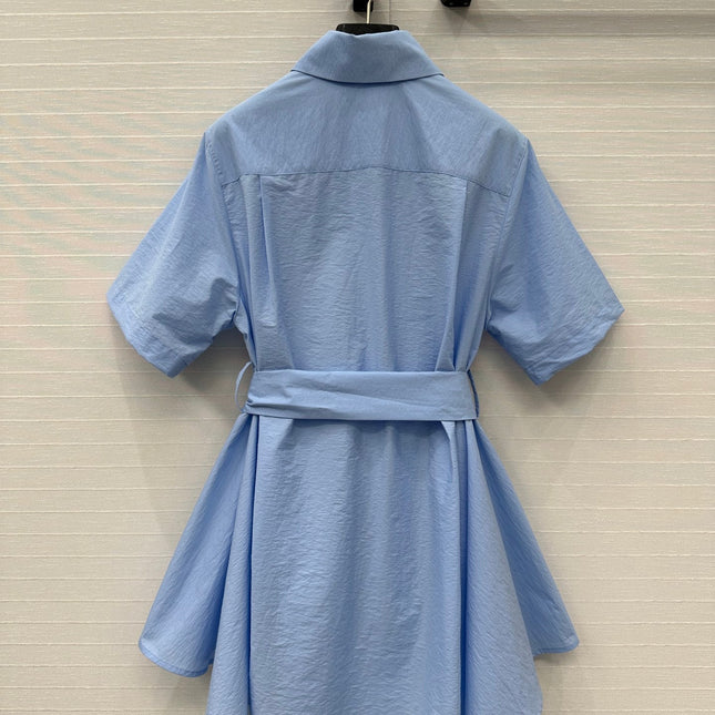 Loewe Short-sleeved Dress Blue Cotton