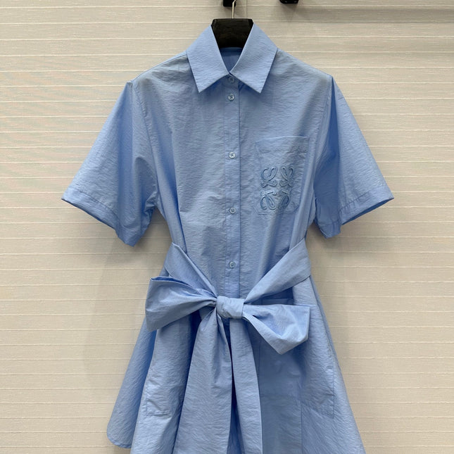 Loewe Short-sleeved Dress Blue Cotton