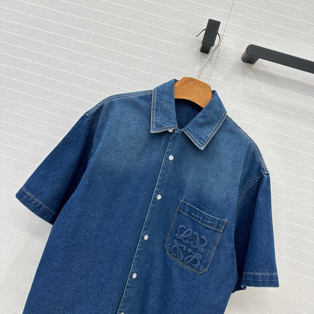 Loewe Denim Short-sleeved Shirt Blue Cotton