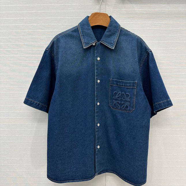 Loewe Denim Short-sleeved Shirt Blue Cotton
