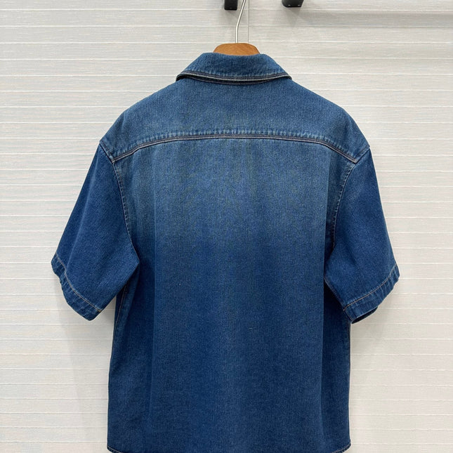 Loewe Denim Short-sleeved Shirt Blue Cotton