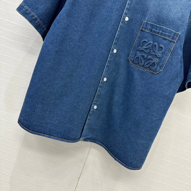 Loewe Denim Short-sleeved Shirt Blue Cotton
