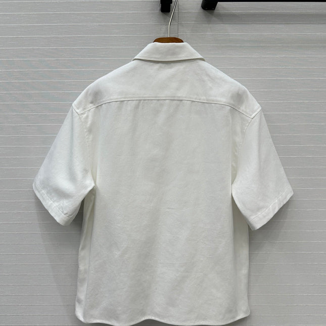 Loewe Denim Short-sleeved Shirt White Cotton